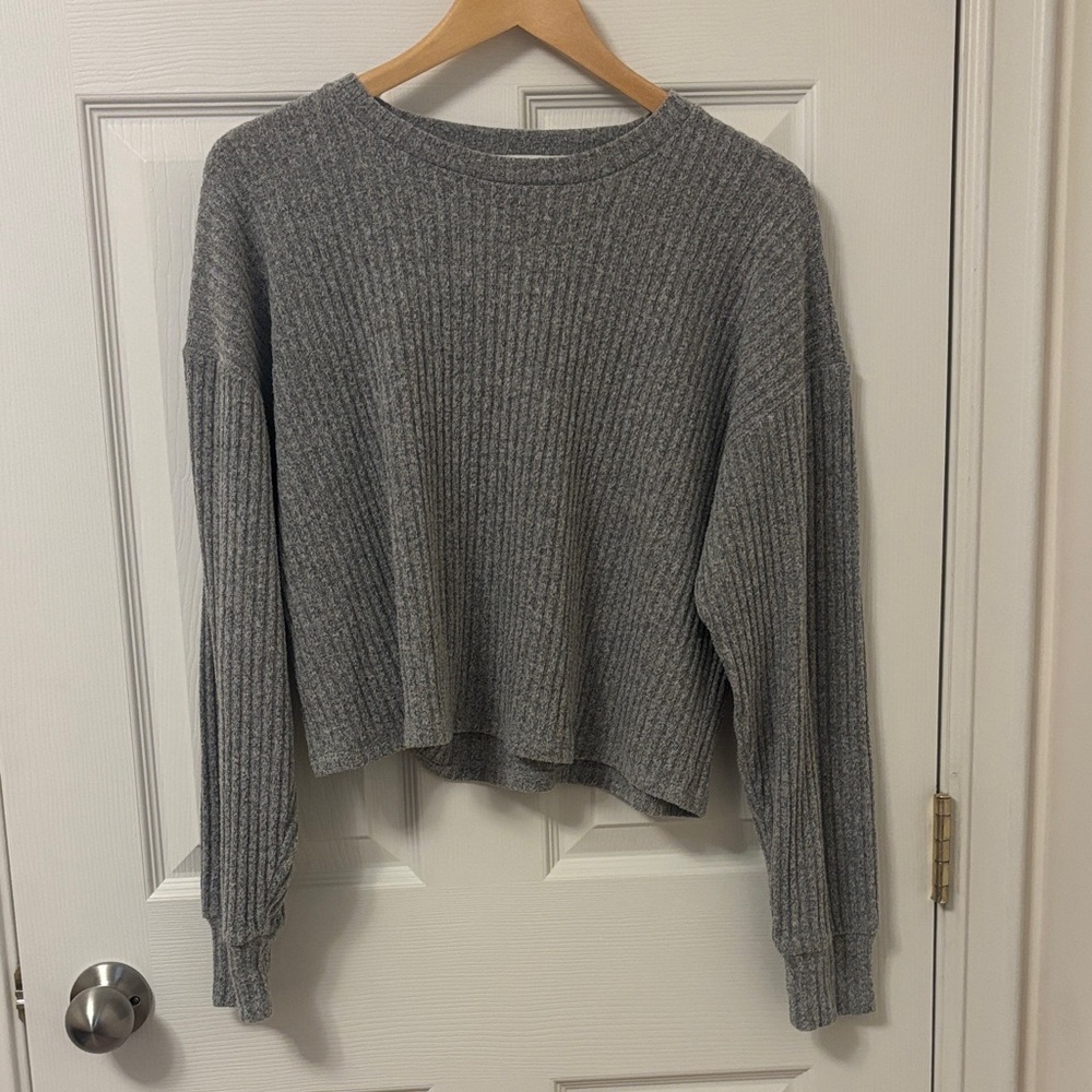Aritzia Wilfred Heather Gray Ribbed Long Sleeve
